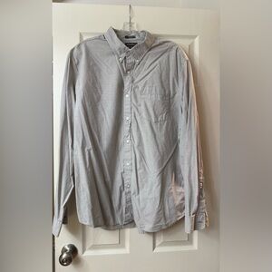 Eddie Bauer Shirt Mens XLarge Light Gray Cotton Long Sleeve Button Up XL